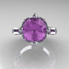 Modern Antique 10K White Gold 3.0 Carat Lilac Amethyst Solitaire Wedding Ring R214-10KWGLA-4