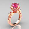 Modern Antique 14K Rose Gold 3.0 Carat Pink Sapphire Solitaire Wedding Ring R214-14KRGPS-2