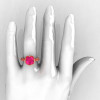 Modern Antique 14K Rose Gold 3.0 Carat Pink Sapphire Solitaire Wedding Ring R214-14KRGPS-5