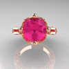 Modern Antique 14K Rose Gold 3.0 Carat Pink Sapphire Solitaire Wedding Ring R214-14KRGPS-4