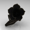 Designer Exclusive 14K Black Gold Black Diamond Duchess Trumpet Flower and Vine Ring NN123-14KBGBD-2