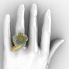 Designer Exclusive 14K Yellow Gold Blue Topaz Duchess Trumpet Flower and Vine Ring NN123-14KYGBT-3