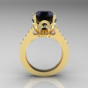Classic 14K Yellow Gold 3.0 Carat Black Diamond Solitaire Wedding Ring R301-14KYGDBD-2