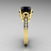 Classic 14K Yellow Gold 3.0 Carat Black Diamond Solitaire Wedding Ring R301-14KYGDBD-3