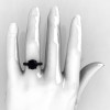 Classic 14K Black Gold 3.0 Carat Black Diamond Solitaire Wedding Ring R301-14BGBD-5