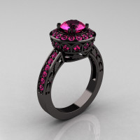 14K Black Gold 1.0 Carat Pink Sapphire Wedding Ring Engagement Ring R199-14KBGPS-1