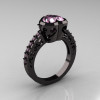 Classic 14K Black Gold 2.0 Carat Heart Light Pink Sapphire Bridal Ring R314-14KRGLPS-2