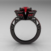 Modern French 14K Black Gold Rubies Wedding Ring Engagement Ring R224-14KBGR-2