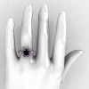 Modern French 14K White Gold Black Diamond Light Pink Sapphire Wedding Ring Engagement Ring R224-14KWGLPSBD-5