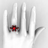 Modern French 14K Black Gold Rubies Wedding Ring Engagement Ring R224-14KBGR-5
