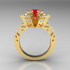 Modern French 14K Yellow Gold Ruby Diamond Wedding Ring Engagement Ring R224-14KYGDR-2