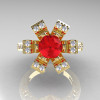 Modern French 14K Yellow Gold Ruby Diamond Wedding Ring Engagement Ring R224-14KYGDR-4
