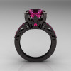Modern Vintage 14K Black Gold 3.0 CT Pink Sapphire Wedding Ring Engagement Ring R302-BGPS-2
