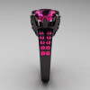 Modern Vintage 14K Black Gold 3.0 CT Pink Sapphire Wedding Ring Engagement Ring R302-BGPS-3