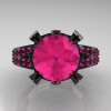Modern Vintage 14K Black Gold 3.0 CT Pink Sapphire Wedding Ring Engagement Ring R302-BGPS-4