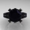 Modern Vintage 14K Black Gold 3.0 CT Black Diamond Wedding Ring Engagement Ring R302-BGBD-4