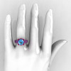 Modern Vintage 14K Pink Gold 3.0 CT Blue Topaz Wedding Ring Engagement Ring R302-PGBT-5