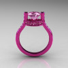 Modern Italian 14K Pink Gold 1.5 CT Light Pink Sapphire Wedding Ring Engagement Ring AR119-14KPGLPS-2