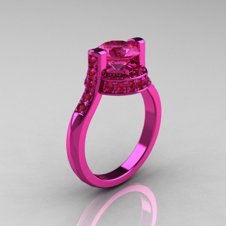 Modern Italian 14K Pink Gold 1.5 CT Pink Sapphire Wedding Ring Engagement Ring AR119-14KPGPS-1