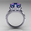 French Vintage 14K White Gold 3.0 CT Russian Alexandrite Diamond Bridal Solitaire Ring Y306-14KWGDAL-2
