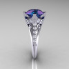 French Vintage 14K White Gold 3.0 CT Russian Alexandrite Diamond Bridal Solitaire Ring Y306-14KWGDAL-3