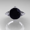 French Vintage 10K White Gold 3.0 CT Black and White Diamond Bridal Solitaire Ring Y306-10KWGDBD-4