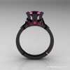 Modern Bridal 14K Black Gold 1.0 Pink Sapphire Solitaire Ring R240-14KBGPS-2