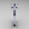 Modern Armenian Bridal 14K White Gold 1.0 Russian Cubic Zirconia Diamond Solitaire Ring R240-14KWGDCZ-3