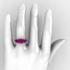 Classic 14K Pink Gold Three Stone Amethyst Solitaire Engagement Ring Wedding Ring R200-14KPGAM-5
