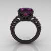 Classic Bridal 14K Black Gold 2.5 Carat Princess Pink Sapphire Ring R309-14BGPS-2