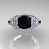 Aztec Edwardian 14K White Gold 1.0 CT Black and White Diamond Engagement Ring R001-14KWGDBD-4