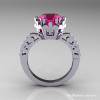 Modern Renaissance 14K White Gold 3.0 Carat Pink Sapphire Diamond Solitaire Ring R402-14KWGDPS-2