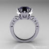 Modern Renaissance 14K White Gold 3.0 Carat Black and White Diamond Solitaire Ring R402-14KWGDBD-2