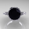 Modern Renaissance 14K White Gold 3.0 Carat Black and White Diamond Solitaire Ring R402-14KWGDBD-3