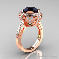 Modern Edwardian 14K Rose Gold 3.0 Carat Black and White Diamond Engagement Ring Wedding Ring Y404-14KRGDBD-1