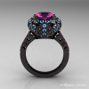 Exclusive Edwardian 14K Black Gold 3.0 Carat Pink Sapphire Blue Topaz Engagement Ring Wedding Ring Y404-14KBGBTPS-2