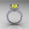 French Vintage 14K White Gold 3.0 CT Yellow Sapphire Diamond Pisces Wedding Ring Engagement Ring Y228-14KWGDYS-2