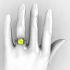 French Vintage 14K White Gold 3.0 CT Yellow Sapphire Diamond Pisces Wedding Ring Engagement Ring Y228-14KWGDYS-4