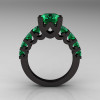 Modern Vintage 14K Black Gold 3.0 Carat Emerald Designer Wedding Ring R142-14KBGEM-2