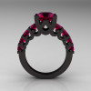 Modern Vintage 14K Black Gold 3.0 Carat Raspberry Red Garnet Designer Wedding Ring R142-14KBGRRG-2