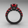 Modern Vintage 14K Black Gold 3.0 Carat Ruby Designer Wedding Ring R142-14KBGR-2