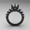 Modern Vintage 14K Black Gold 3.0 Carat White Sapphire Designer Wedding Ring R142-14KBGWS-2