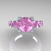 Modern Vintage 14K White Gold 3.0 Carat Light Pink Sapphire Designer Wedding Ring R142-14KWGLPS-3