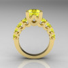 Modern Vintage 18K Yellow Gold 3.0 Carat Yellow Sapphire Designer Wedding Ring R142-18KYGYS-2