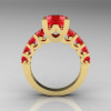 Modern Vintage 14K Yellow Gold 3.0 Carat Rubies Designer Wedding Ring R142-14KYGR-2