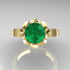 Classic Armenian 18K Yellow Gold 1.0 Emerald Diamond Bridal Solitaire Ring R405-18KYGDEM-3