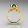 Classic Armenian 18K Yellow Gold 1.0 Emerald Diamond Bridal Solitaire Ring R405-18KYGDEM-2