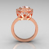 Modern Vintage 14K Rose Gold 1.0 Carat White Sapphire and White Diamond Solitaire Ring R132-14KRGDWS-2