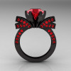 French 14K Black Gold 3.0 CT Rubies Engagement Ring Wedding Ring R382-14KBGRR-2