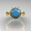French Antique 14K Yellow Gold 3.0 Carat Sleeping Beauty Turquoise Diamond Solitaire Wedding Ring Y235-14KYGDSBT-4